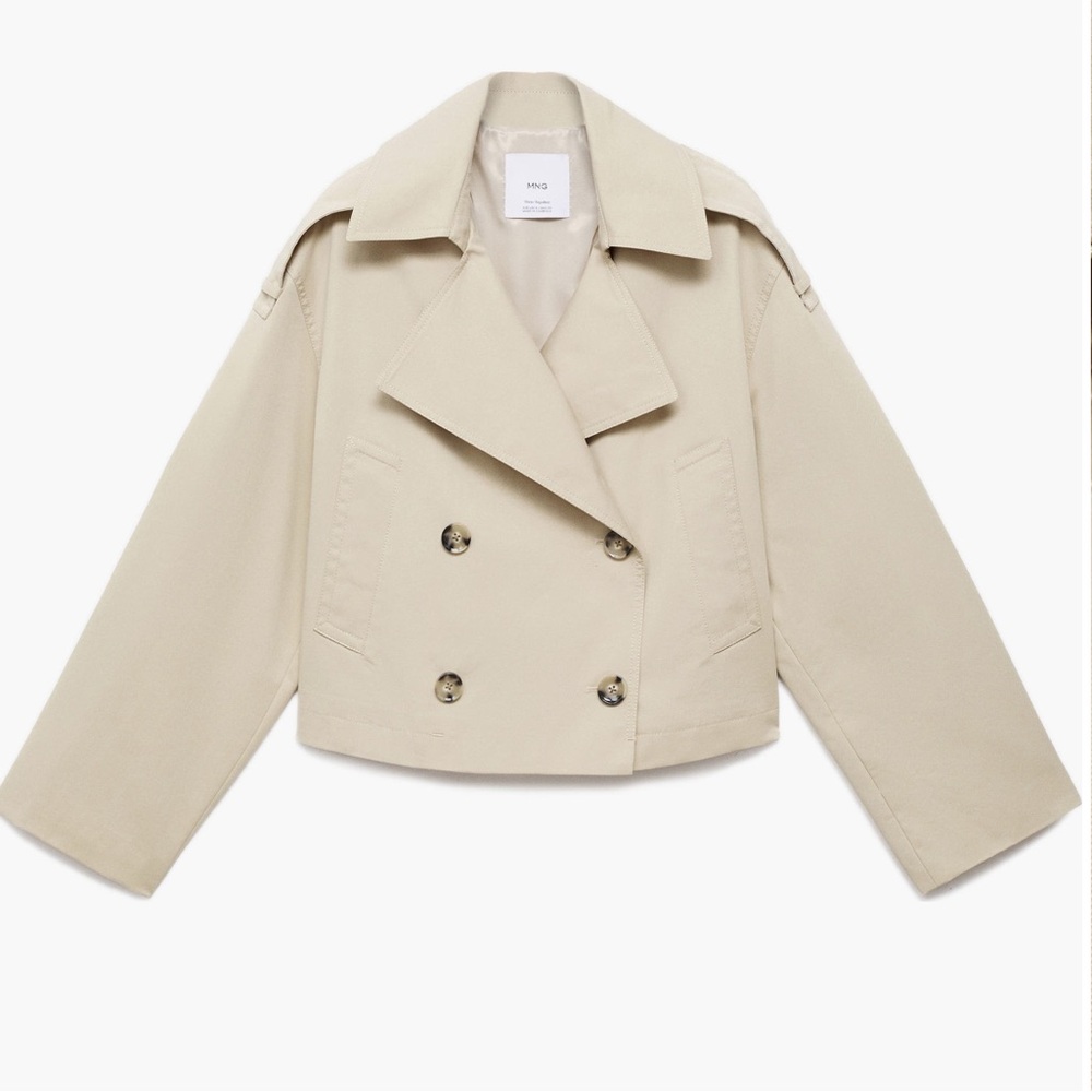 NWT • MNG Women's Beige Double-Breasted Jacket
